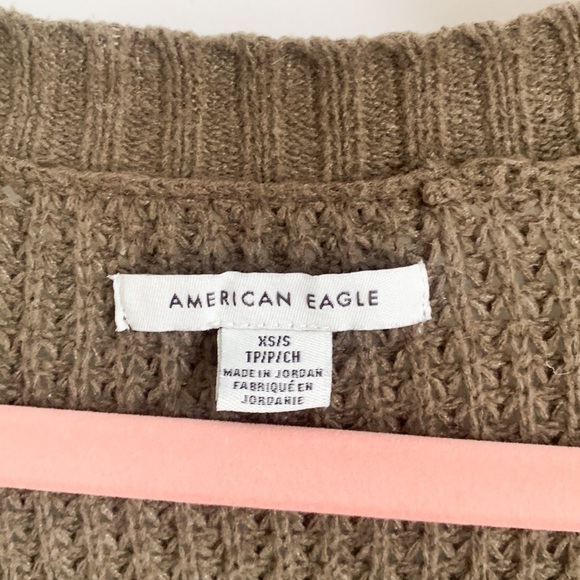 American Eagle Oversized waffle knit Grandpa Slouchy Cardigan Gray Brown XS/S - Picture 8 of 11